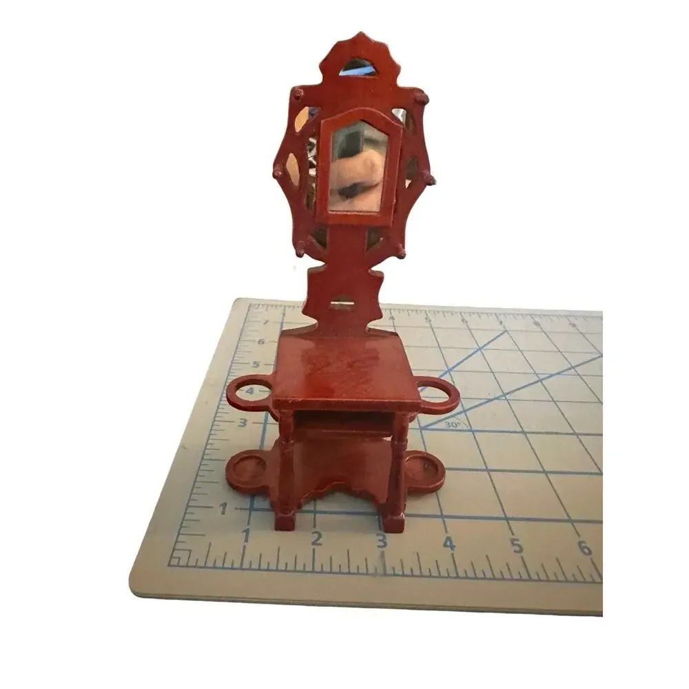 Vintage Victorian Red Wood Hall Tree Dollhouse Furniture 1:12 Miniature Hallway